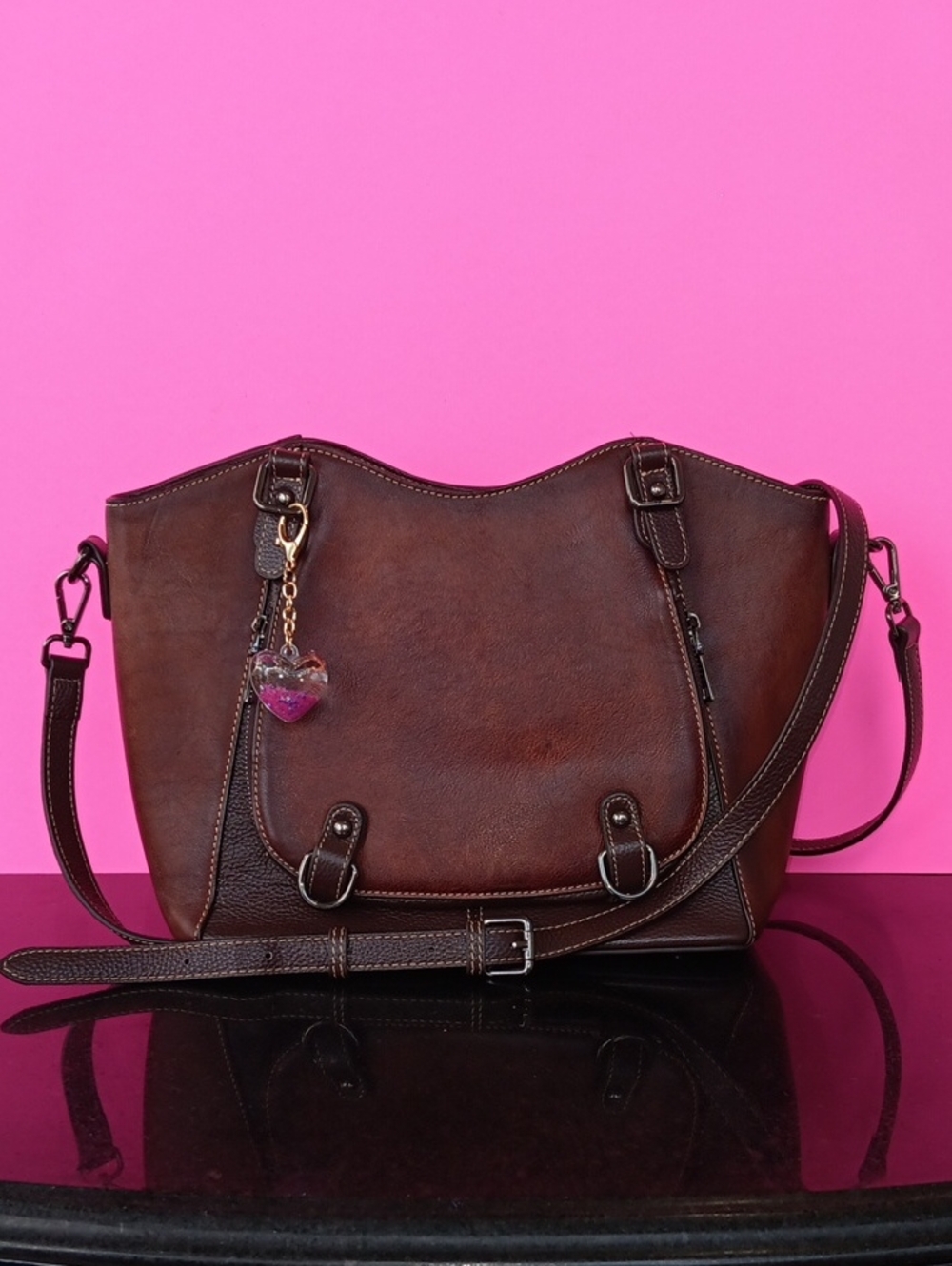 Iswee Classic Brown Leather Tote Shoulder - Stylish Everyday Carry Size 14+10+6